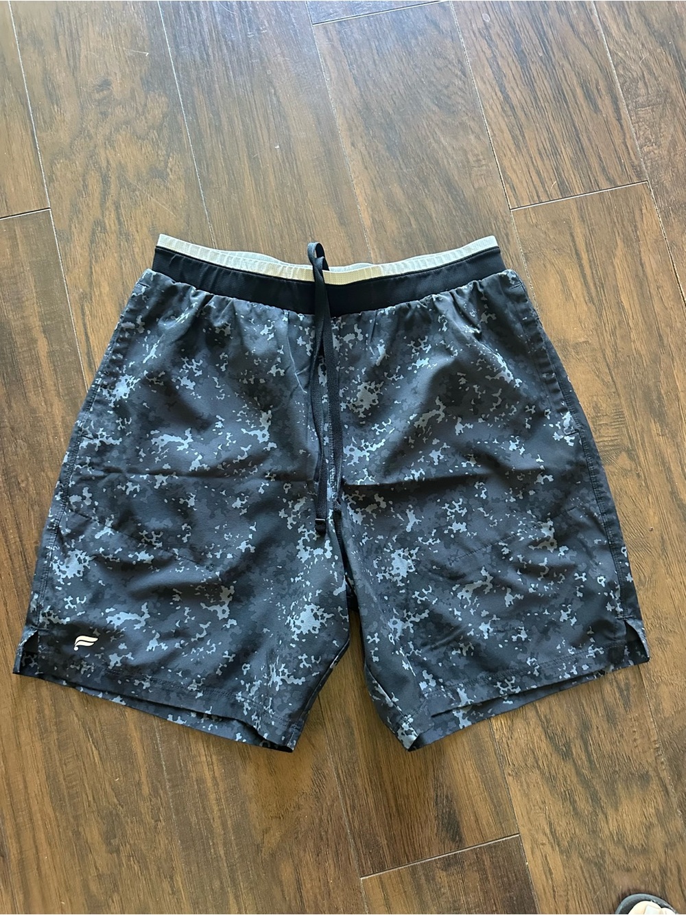 Fabletics Men's Black Digital Camo Athletic Shorts